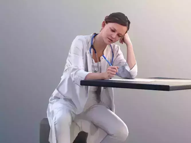  Nadin 10466 - Female Doctor Sitting And Writing