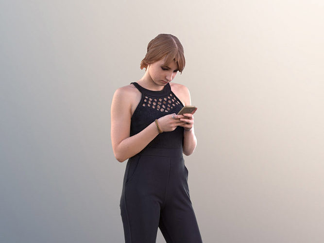 Anastasia 10468 - Elegant Woman Standing Texting On Phone Low-poly 3D model