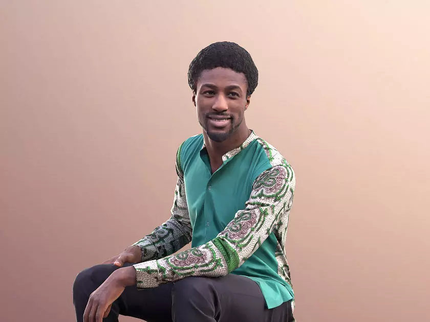 Bruce 10510 - Black Man Sitting In Conversation Low-poly 3D model_0