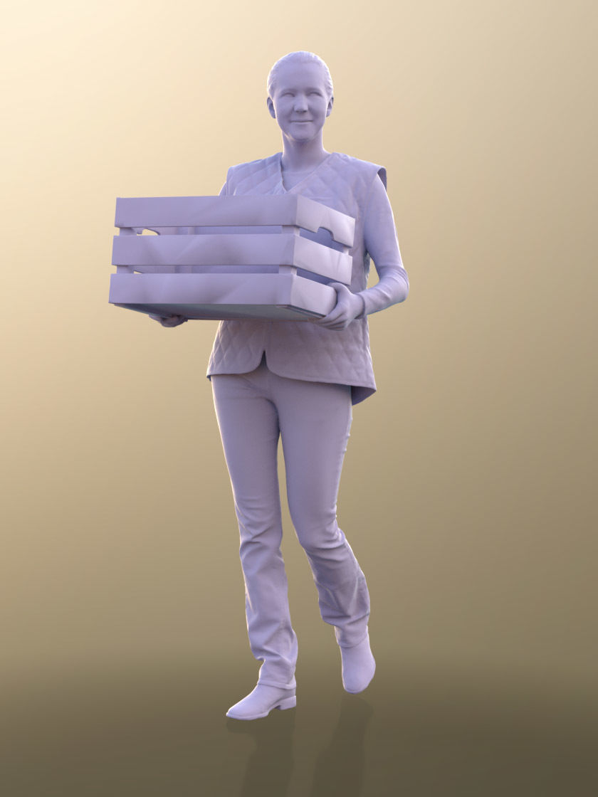Anna 10549 - Female Employee Of Market Low-poly 3D model_4