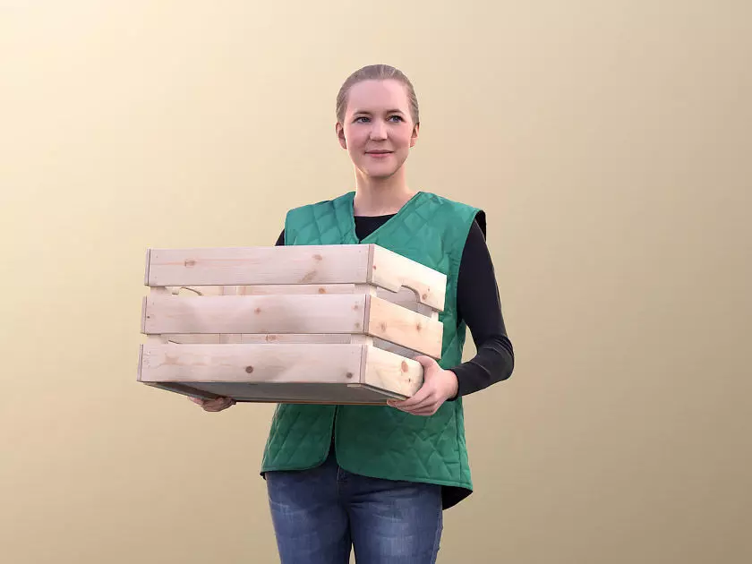 Anna 10549 - Female Employee Of Market Low-poly 3D model_0