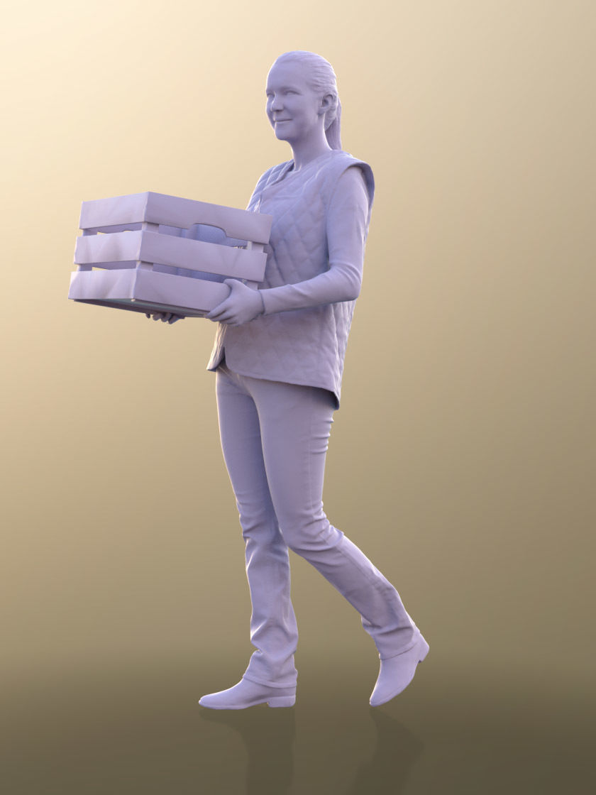 Anna 10549 - Female Employee Of Market Low-poly 3D model_5