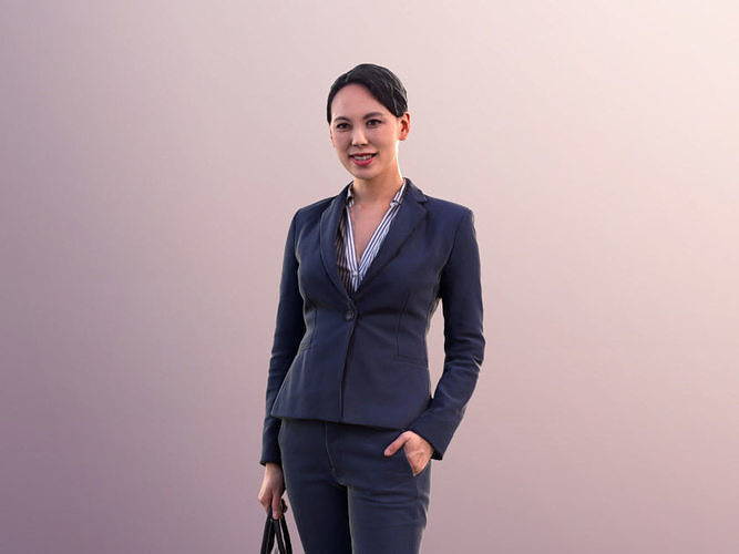 Bao 10552 - Asian Business Woman Standing With Bag Low-poly 3D model