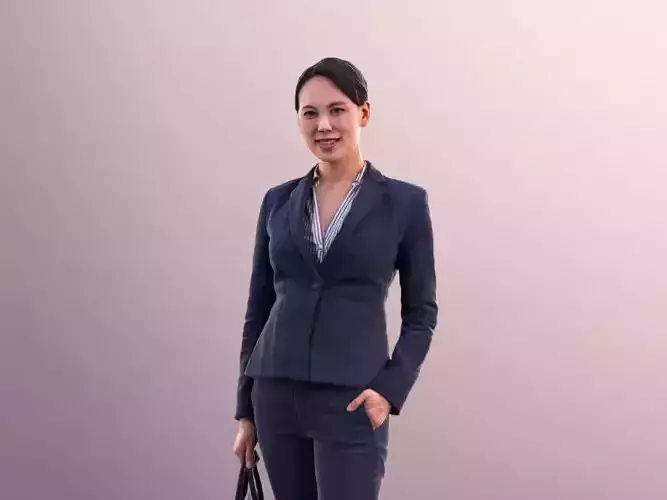 Bao 10552 - Asian Business Woman Standing With Bag