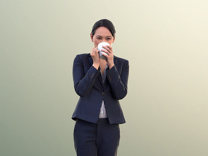 Bao 10553 - Business Woman Standing Drinking Coffee Low-poly 3D model