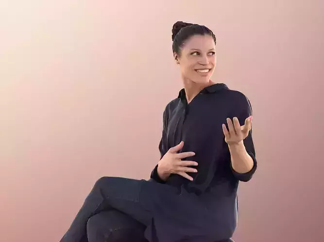 Diana 10563 - Business Woman Sitting Talking And Gesticulating Low-poly 3D model