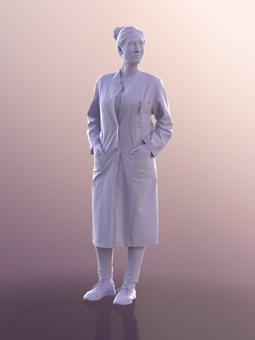 Rocio 10579 - Female Doctor Standing Hands In Pockets Low-poly 3D model_4
