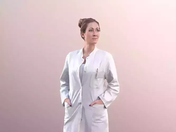 Rocio 10579 - Female Doctor Standing Hands In Pockets Low-poly 3D model Rocio 10579 - Female Doctor Standing Hands In Pockets Low-poly 3D model