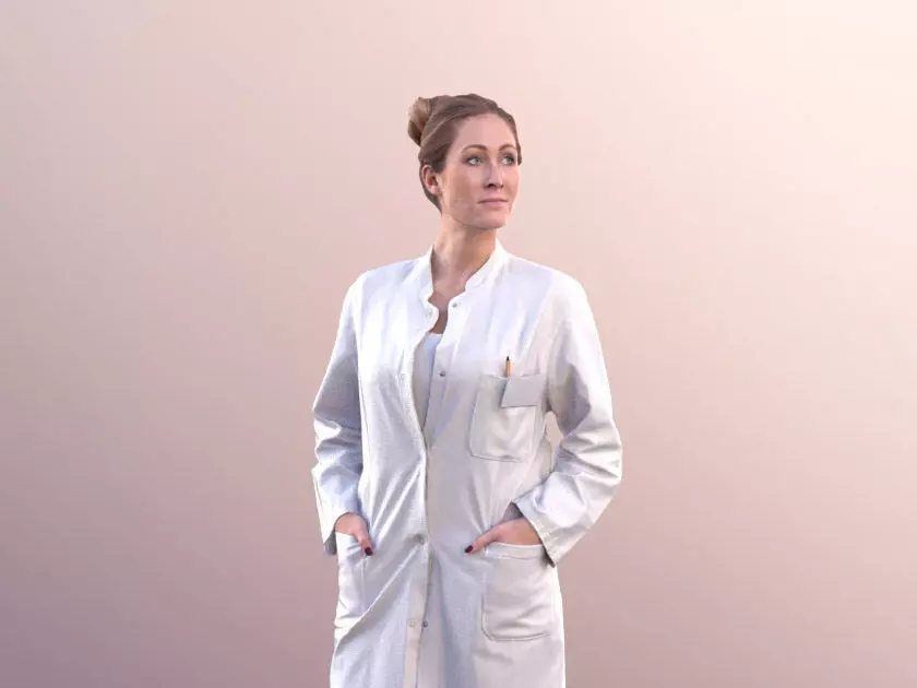 Rocio 10579 - Female Doctor Standing Hands In Pockets Low-poly 3D model_0