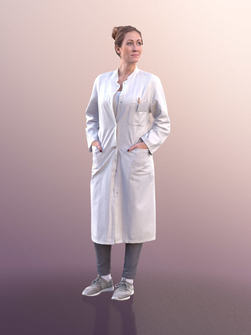 Rocio 10579 - Female Doctor Standing Hands In Pockets Low-poly 3D model_2