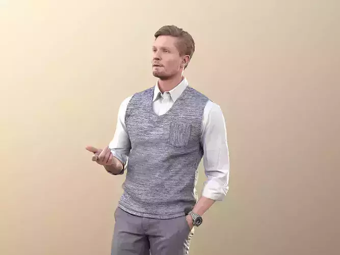 Andrew 10604 - Elegant Man Standing Talking Gesticulateing Low-poly 3D model