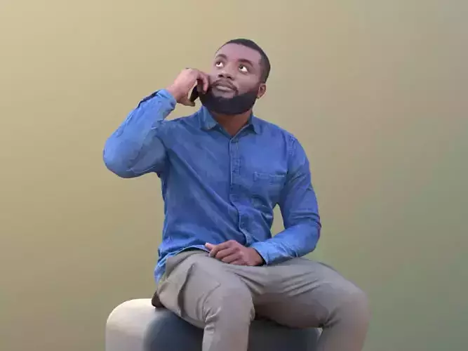 Gabriel 10633 - Black Man Sitting Talking On Phone