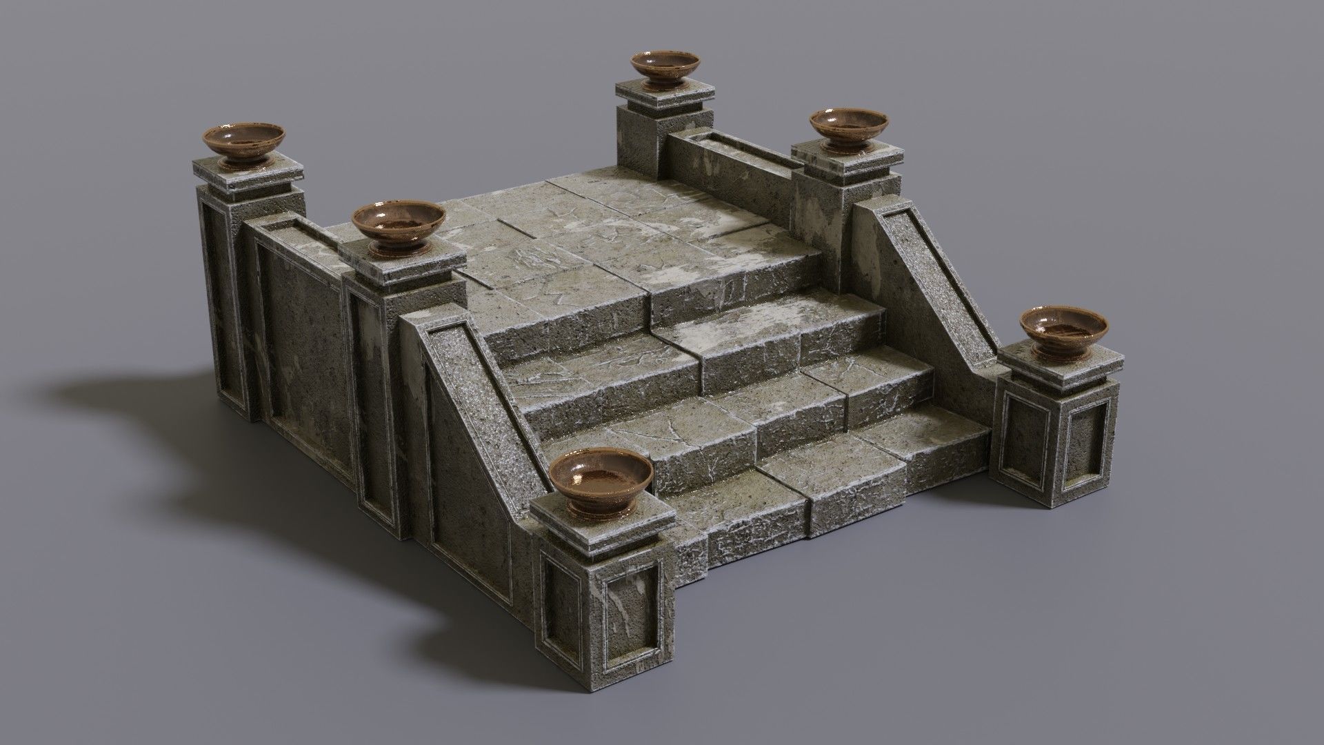 Stairs with fire Low-poly 3D model_16