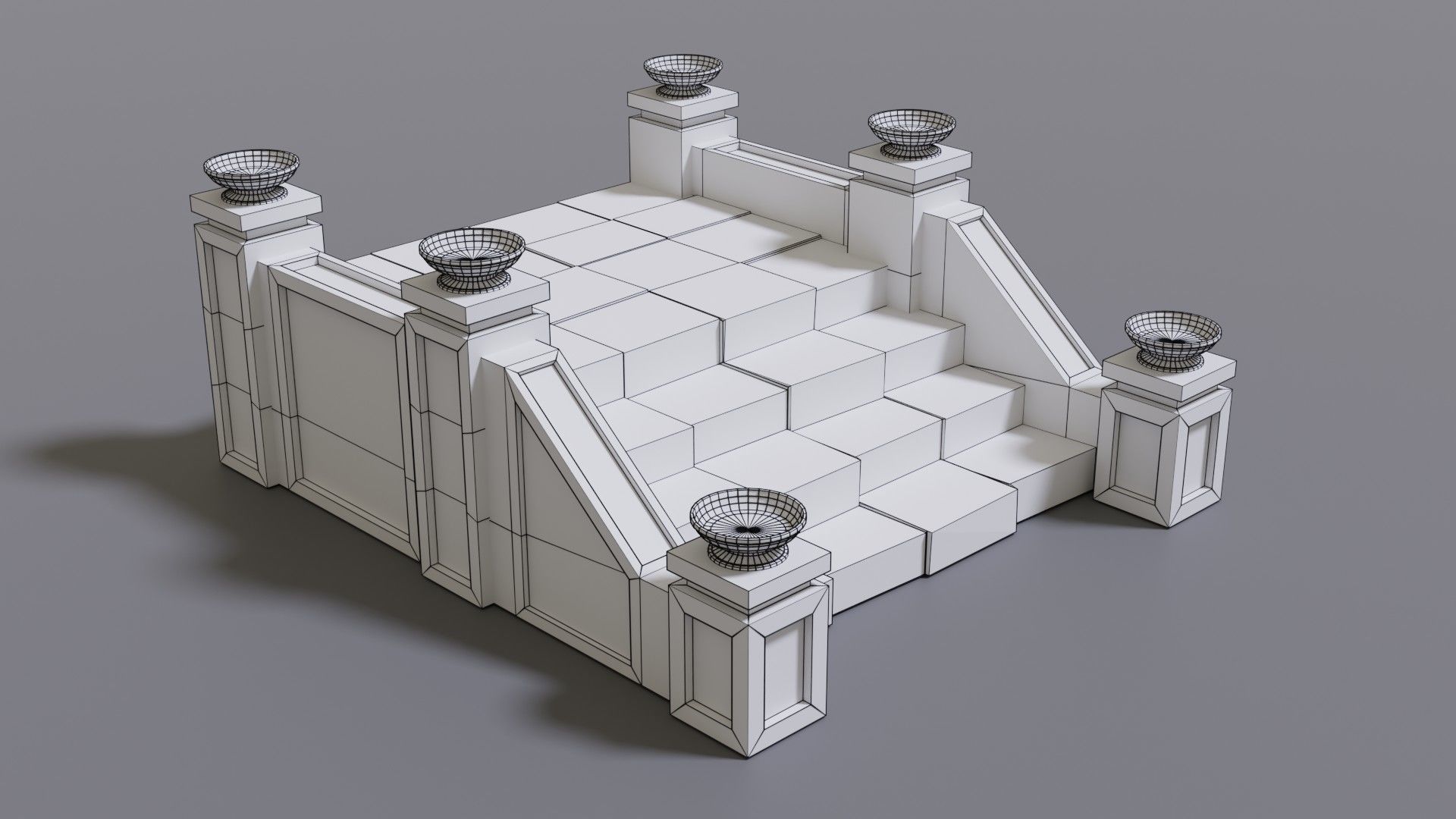 Stairs with fire Low-poly 3D model_34