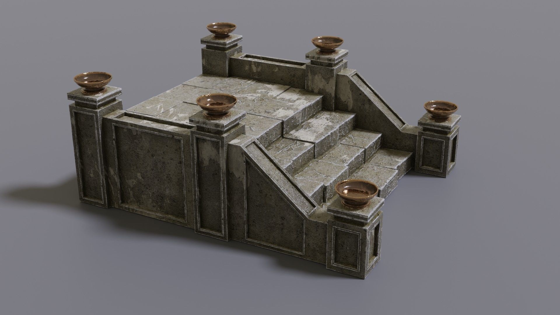 Stairs with fire Low-poly 3D model_3