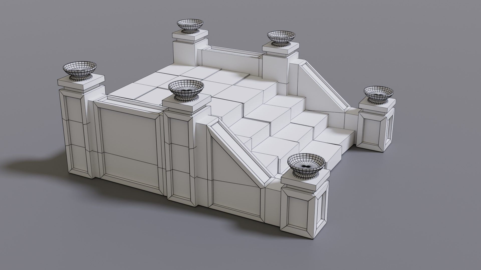 Stairs with fire Low-poly 3D model_20