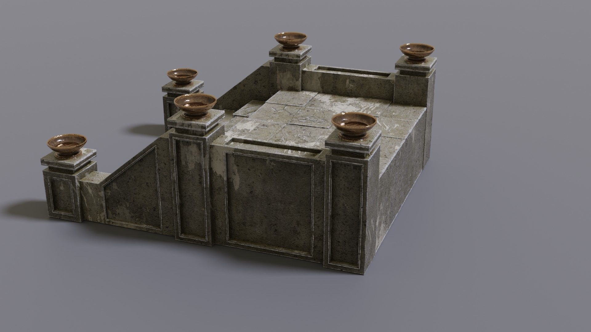 Stairs with fire Low-poly 3D model_10