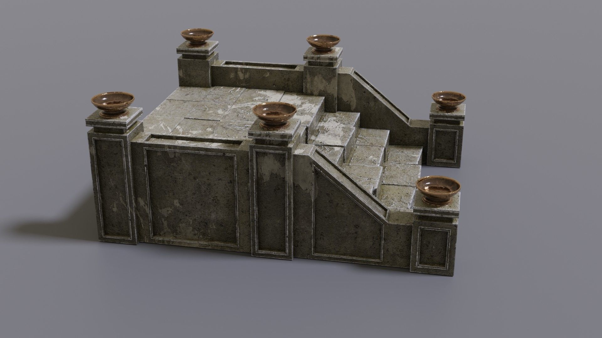 Stairs with fire Low-poly 3D model_4