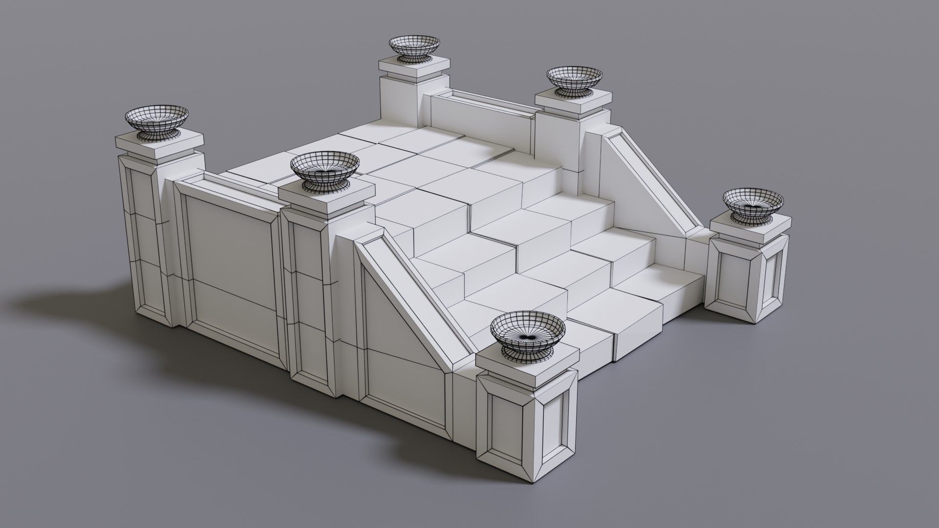 Stairs with fire Low-poly 3D model_19