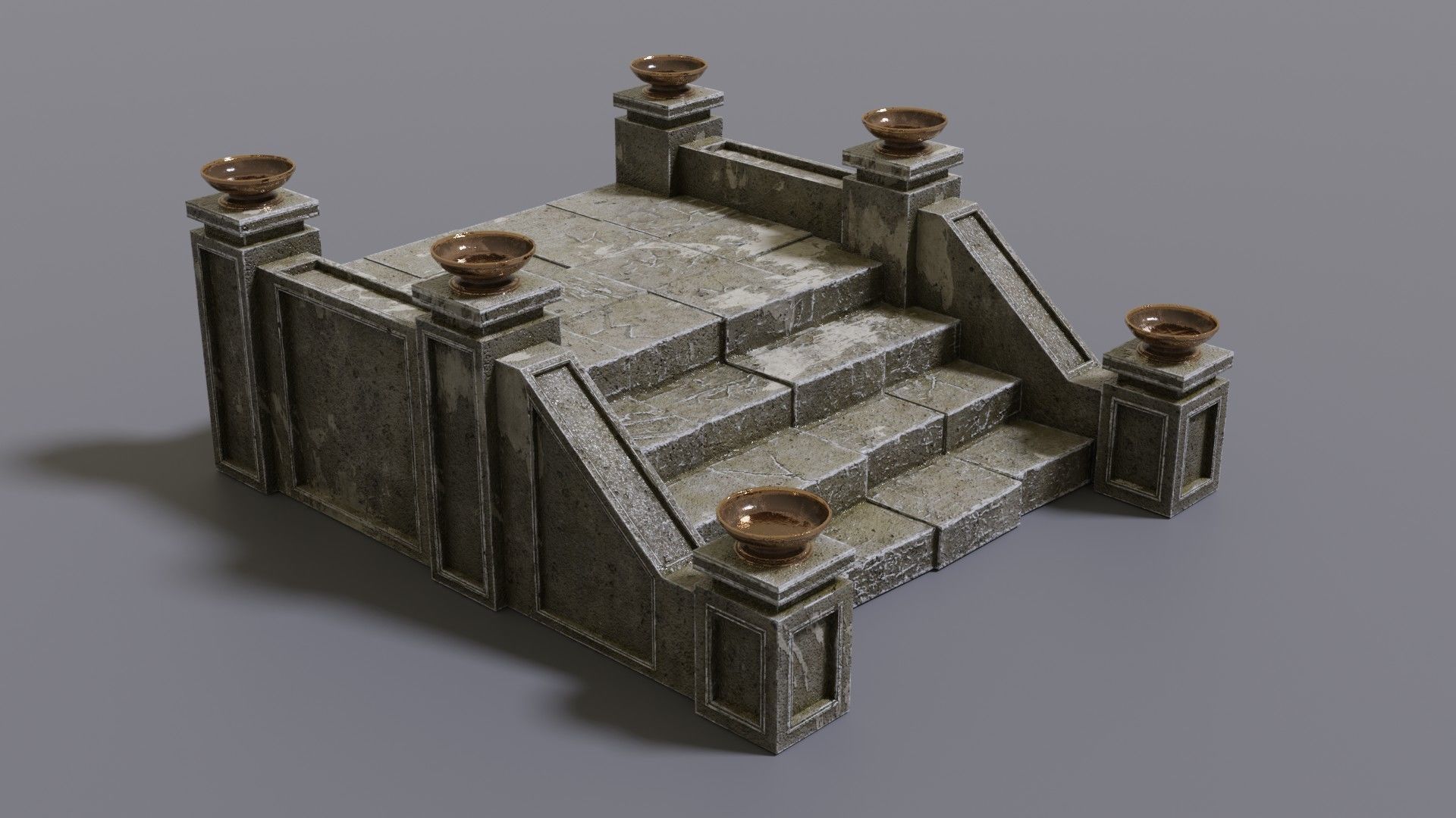 Stairs with fire Low-poly 3D model_1