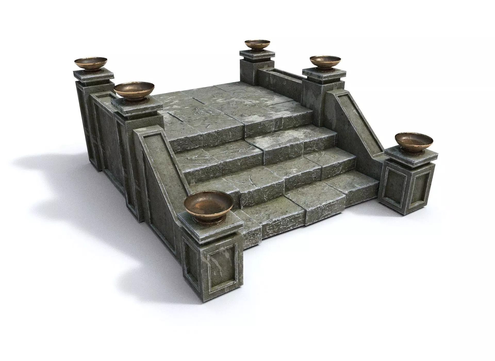 Stairs with fire Low-poly 3D model_0