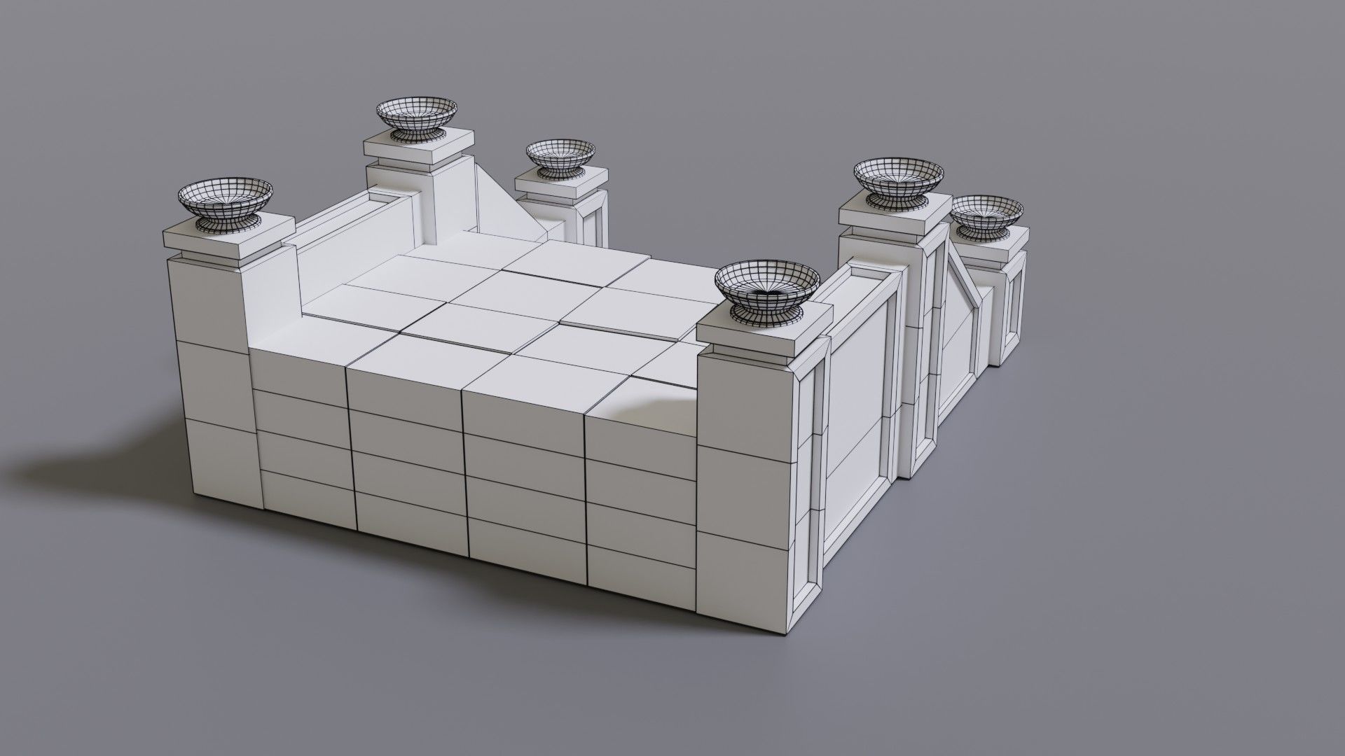 Stairs with fire Low-poly 3D model_24