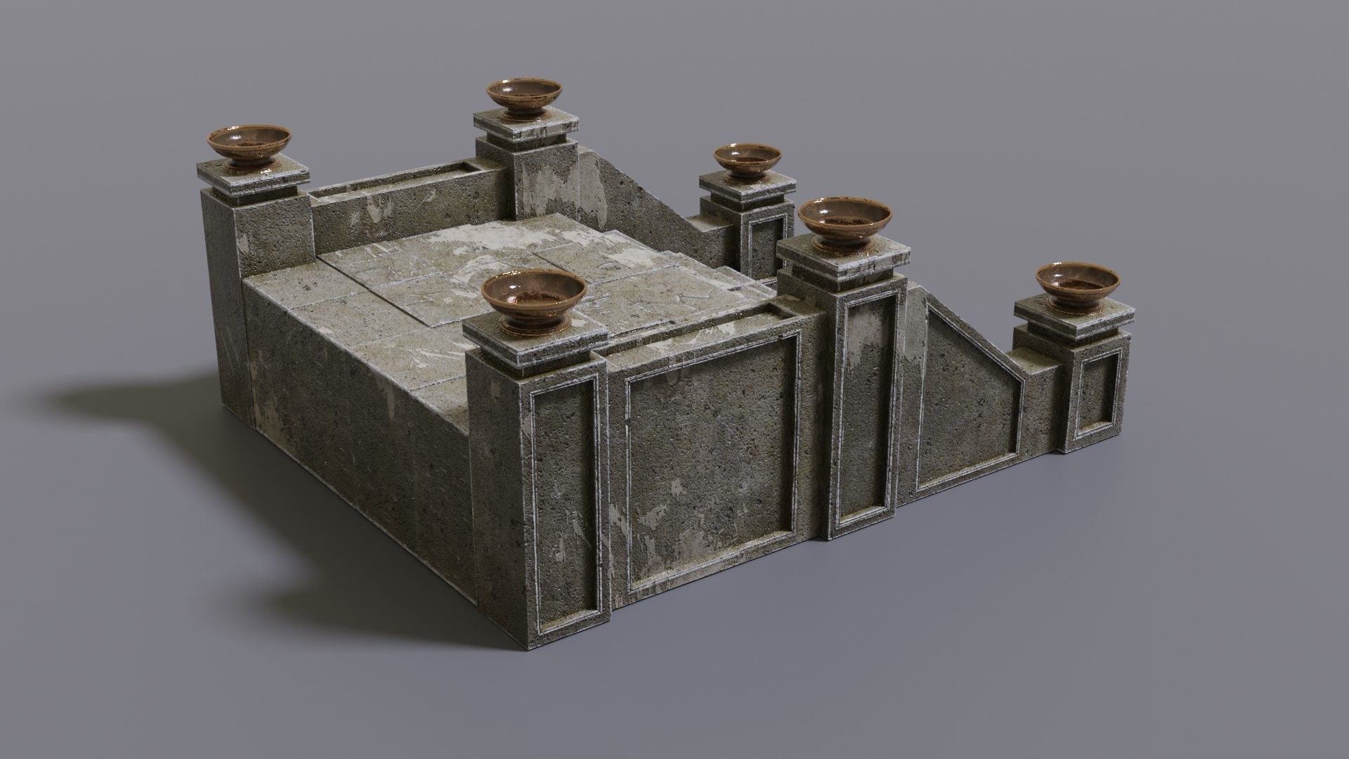 Stairs with fire Low-poly 3D model_6