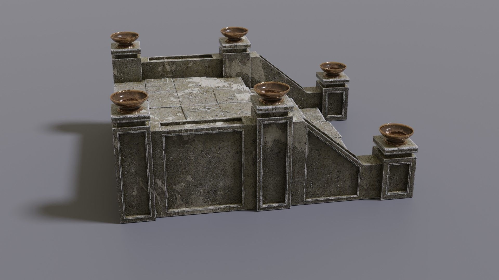 Stairs with fire Low-poly 3D model_5