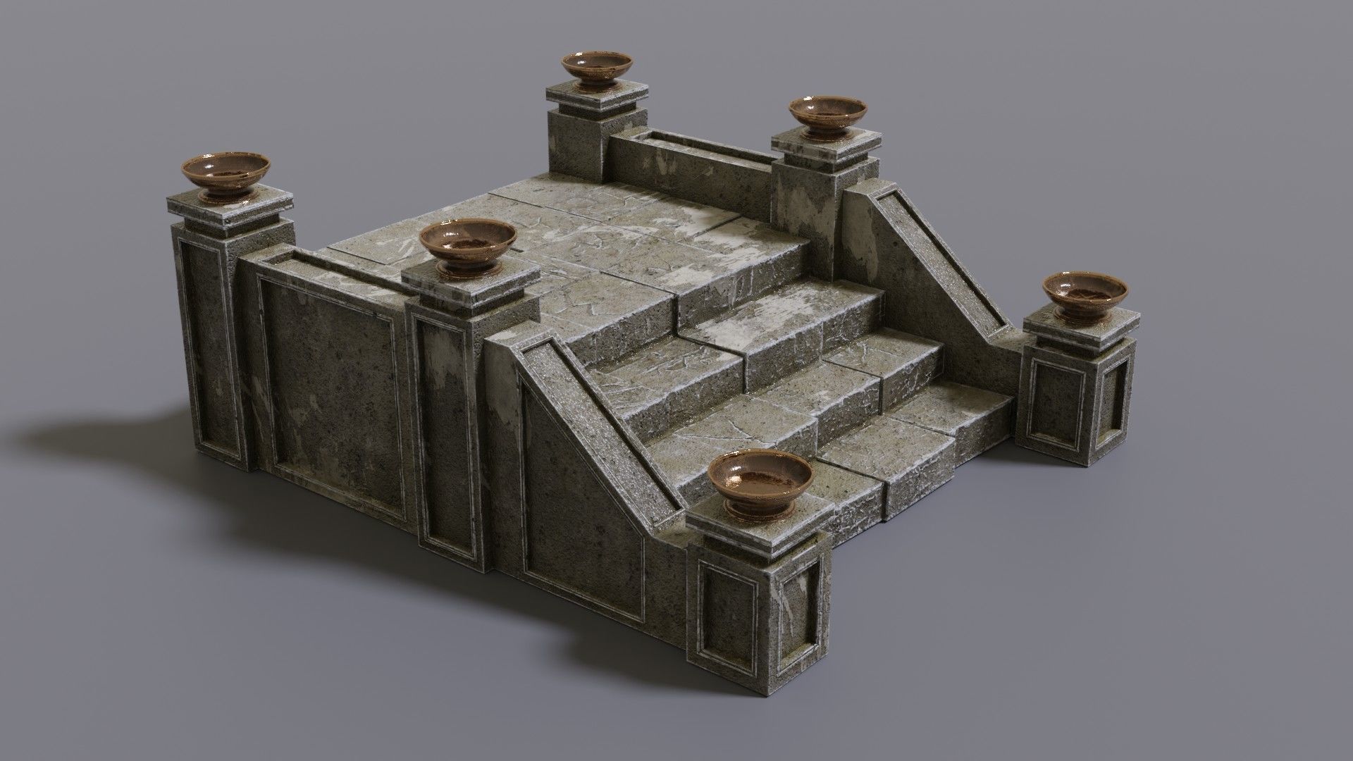 Stairs with fire Low-poly 3D model_2