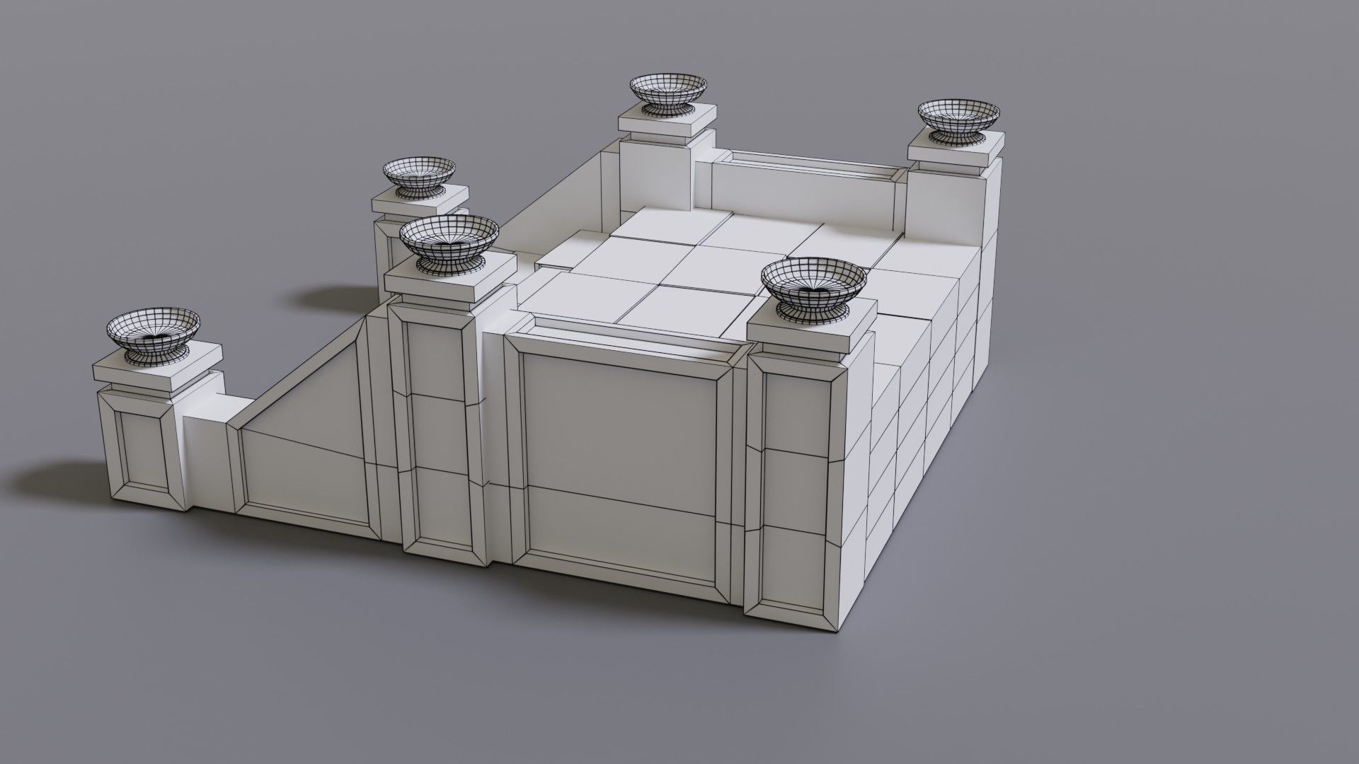 Stairs with fire Low-poly 3D model_27