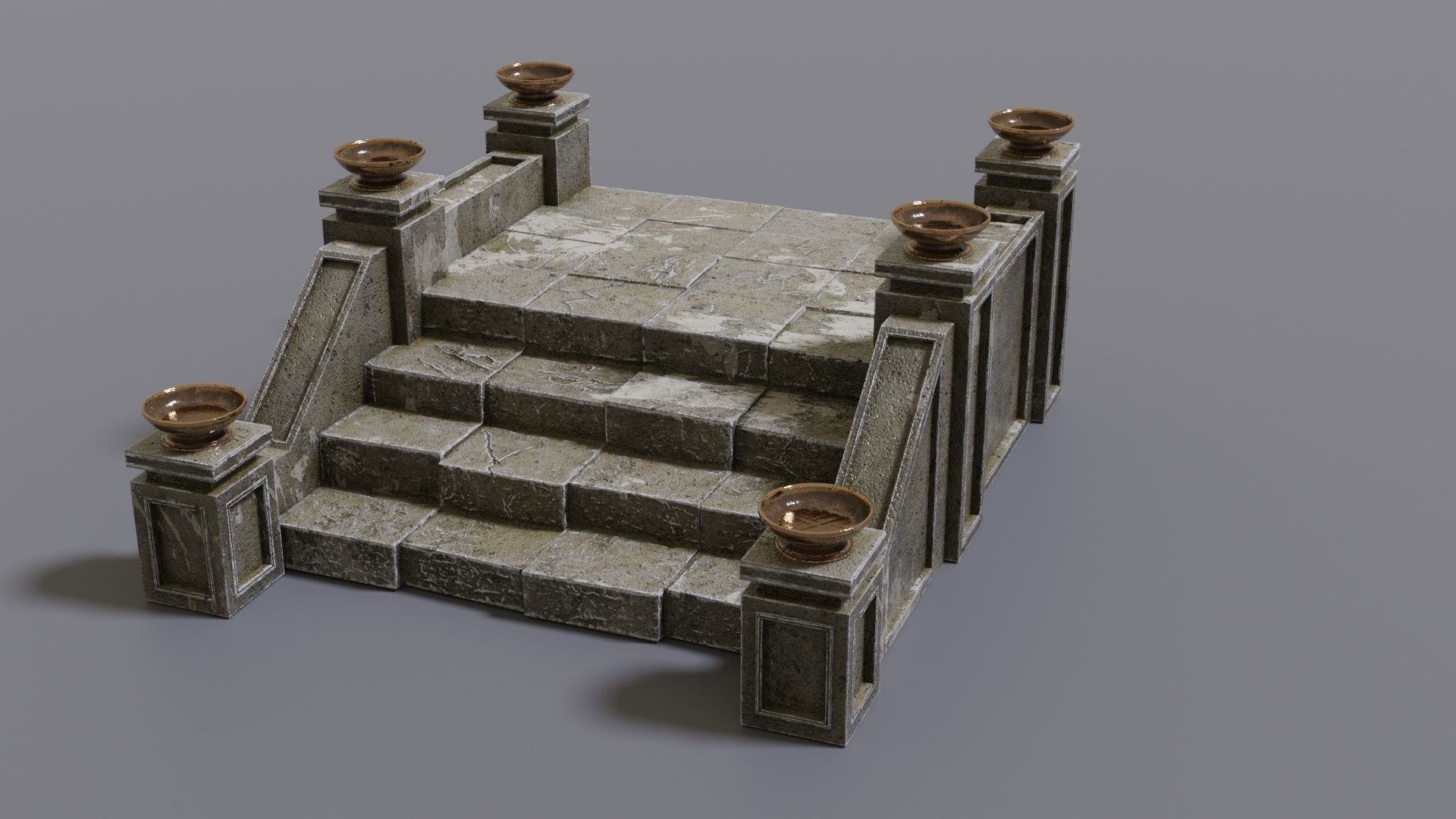 Stairs with fire Low-poly 3D model_13