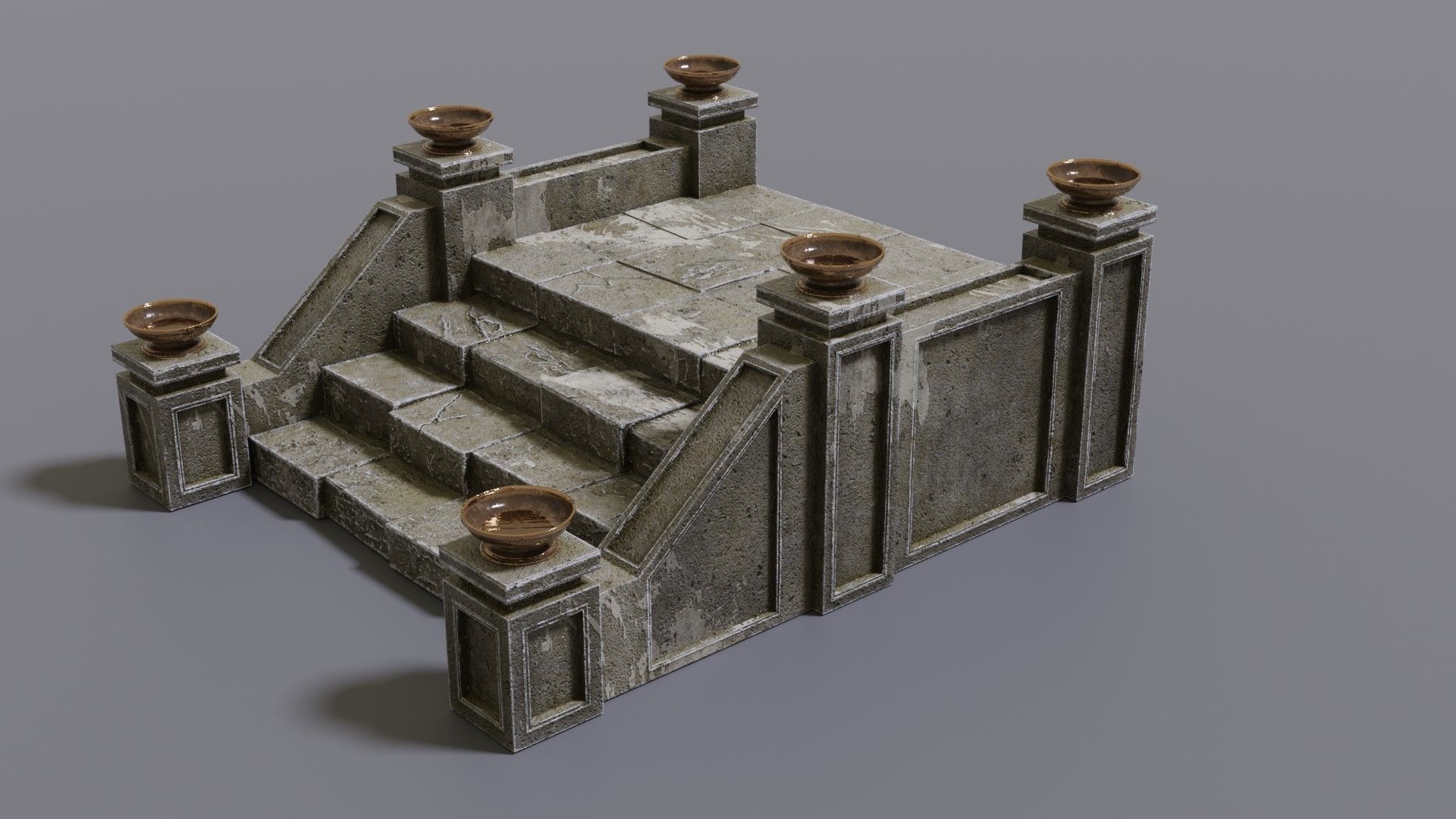 Stairs with fire Low-poly 3D model_12