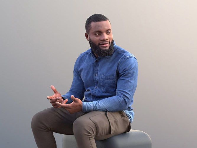 Gabriel 10635 - Black Man Sitting In Consersation Low-poly 3D model