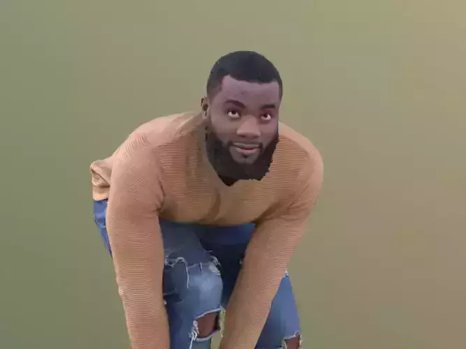 Gabriel 10636 - Casual Black Man Ties His Shoes