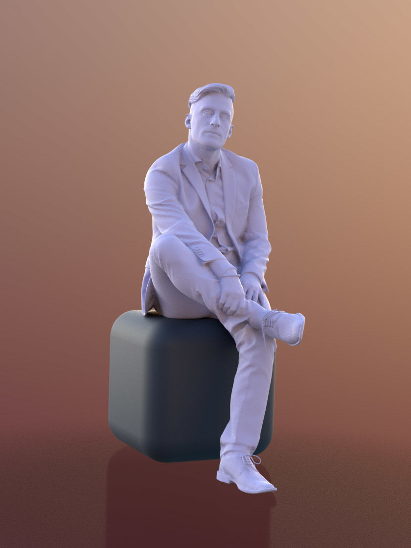 Tony 10640 - Business Man Sitting Low-poly 3D model_4