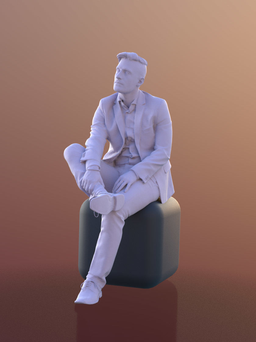 Tony 10640 - Business Man Sitting Low-poly 3D model_5