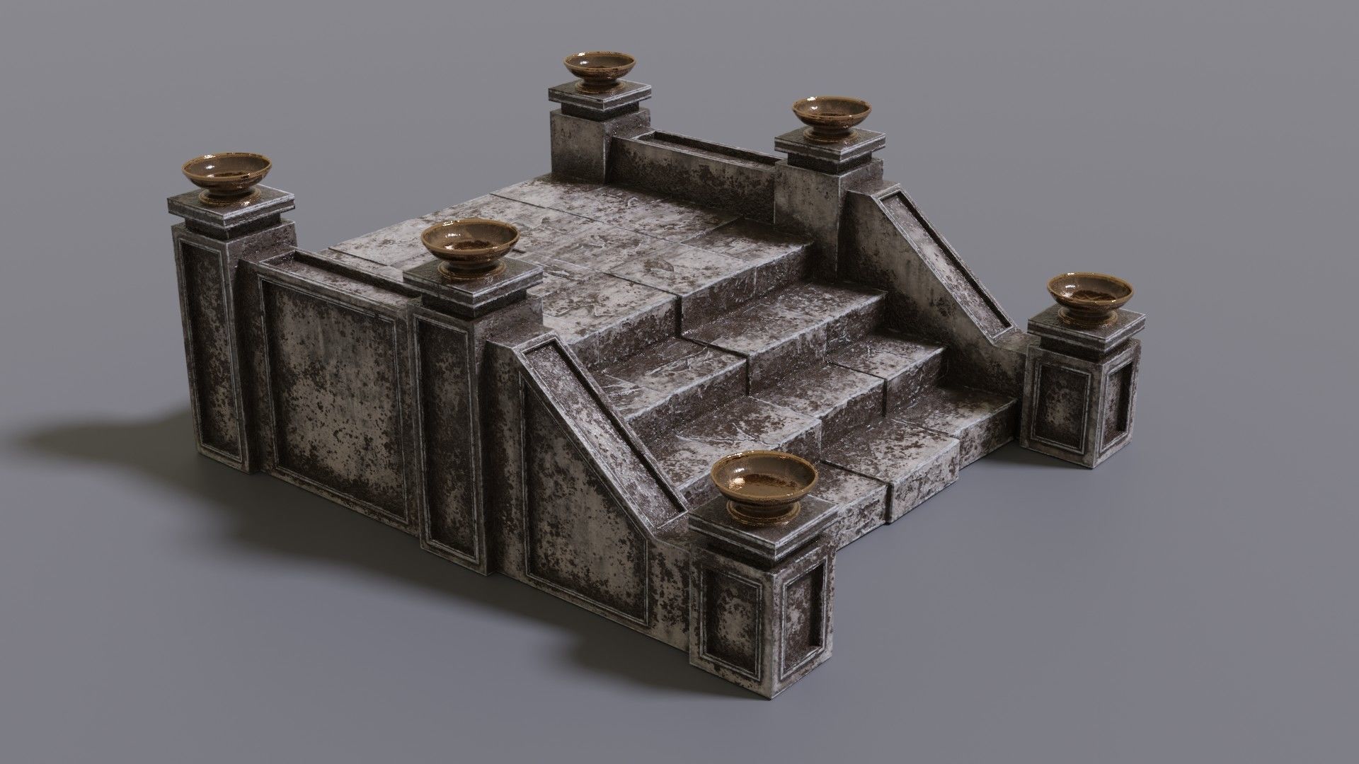 Stairs with fire Low-poly 3D model_2