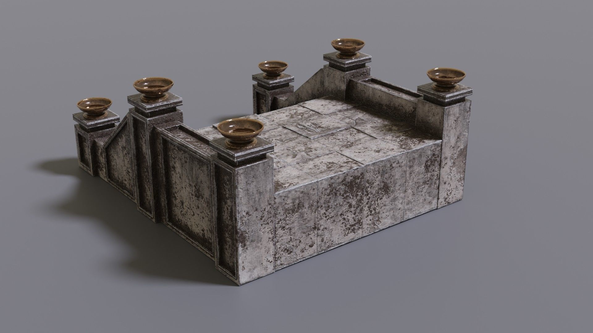 Stairs with fire Low-poly 3D model_9