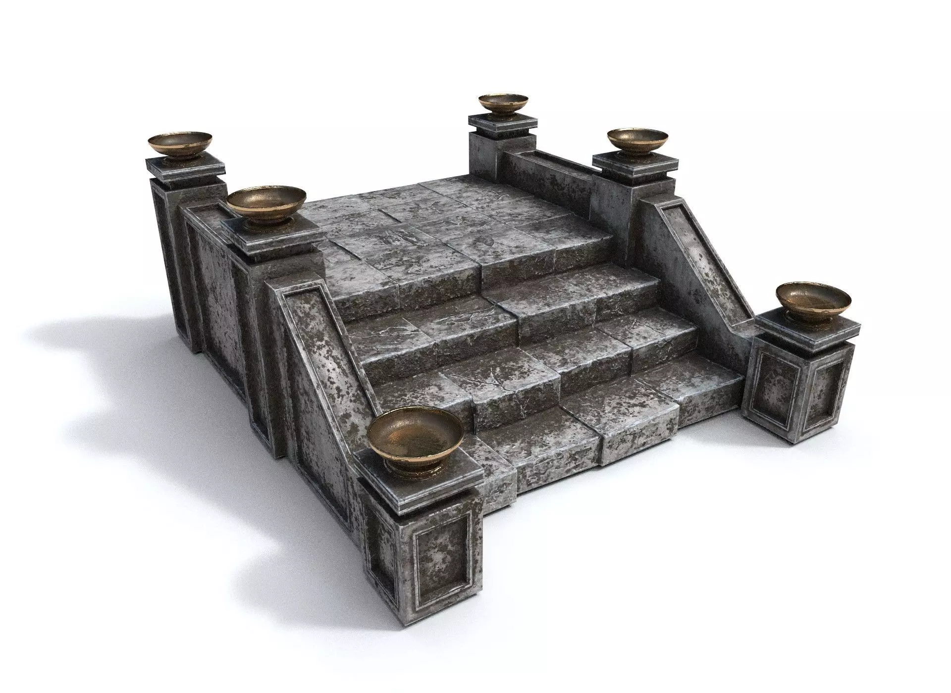 Stairs with fire Low-poly 3D model_0