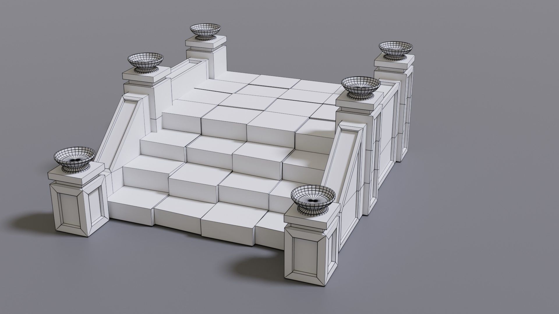 Stairs with fire Low-poly 3D model_30