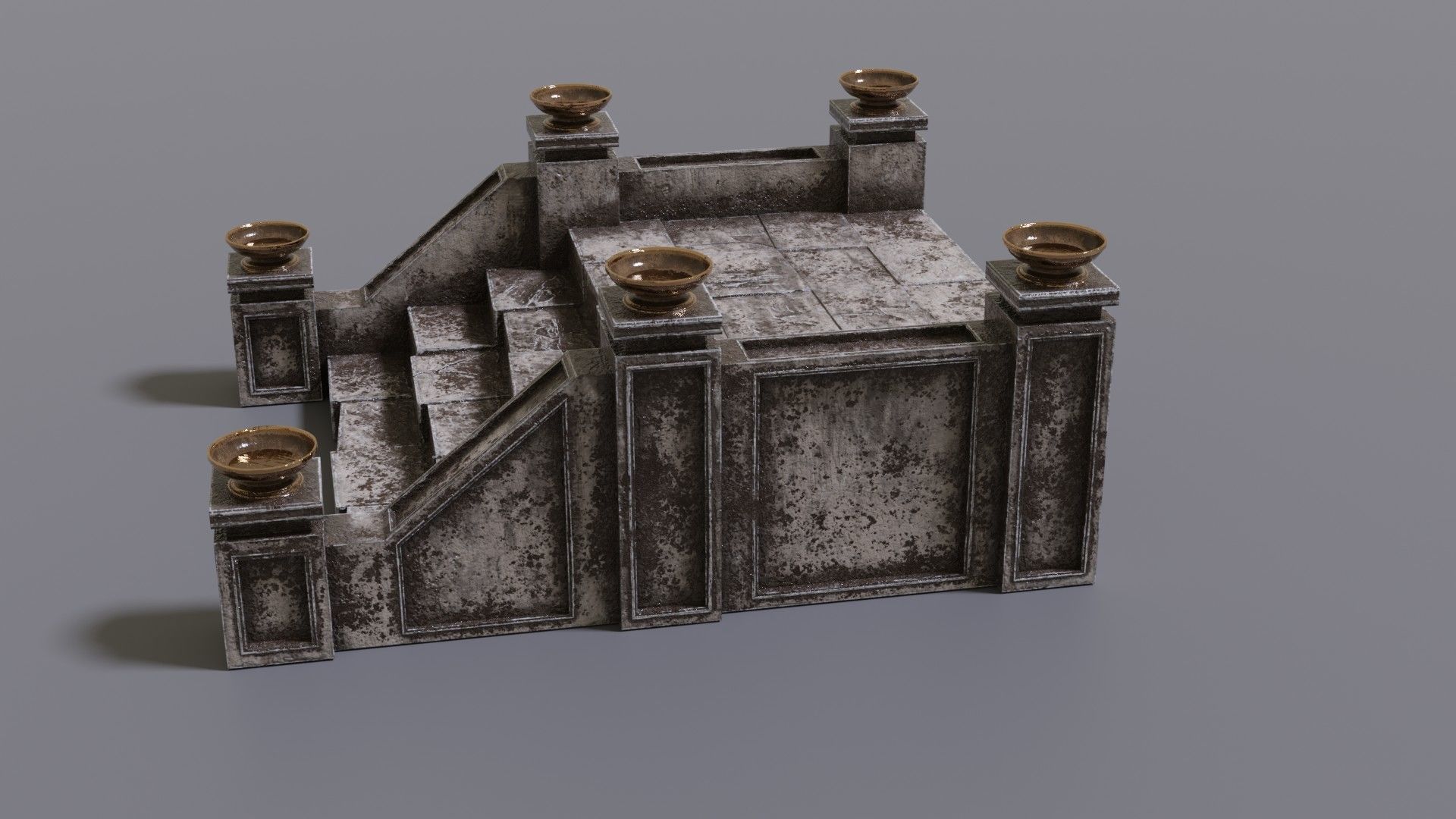 Stairs with fire Low-poly 3D model_11