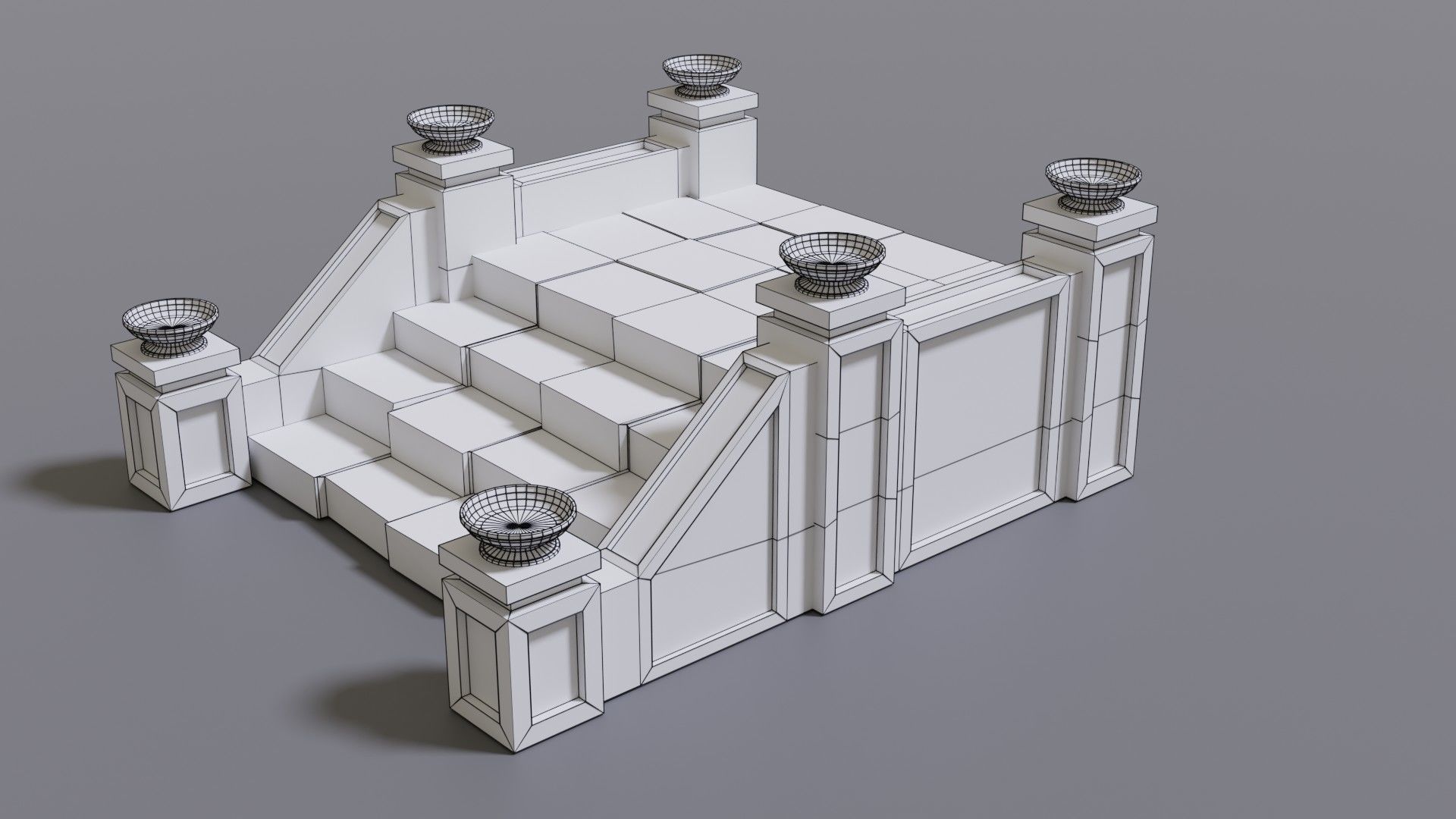 Stairs with fire Low-poly 3D model_29