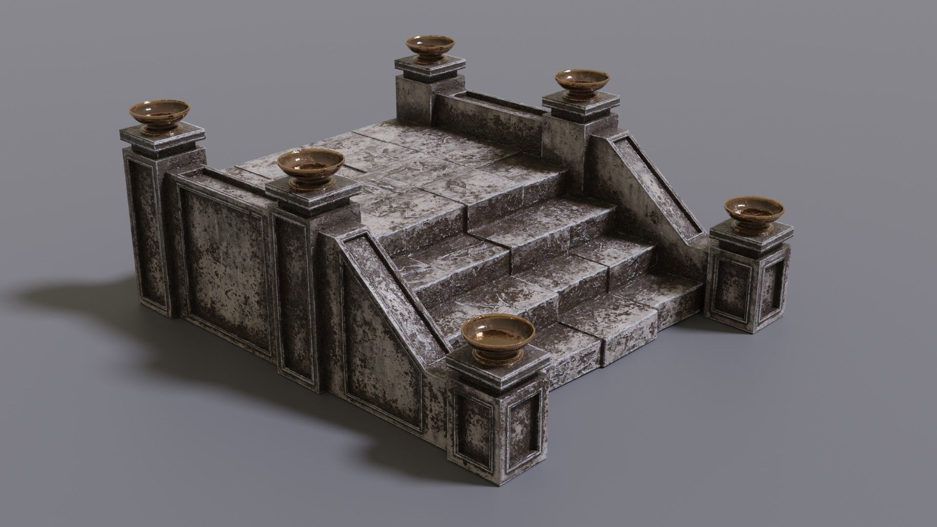 Stairs with fire Low-poly 3D model_1