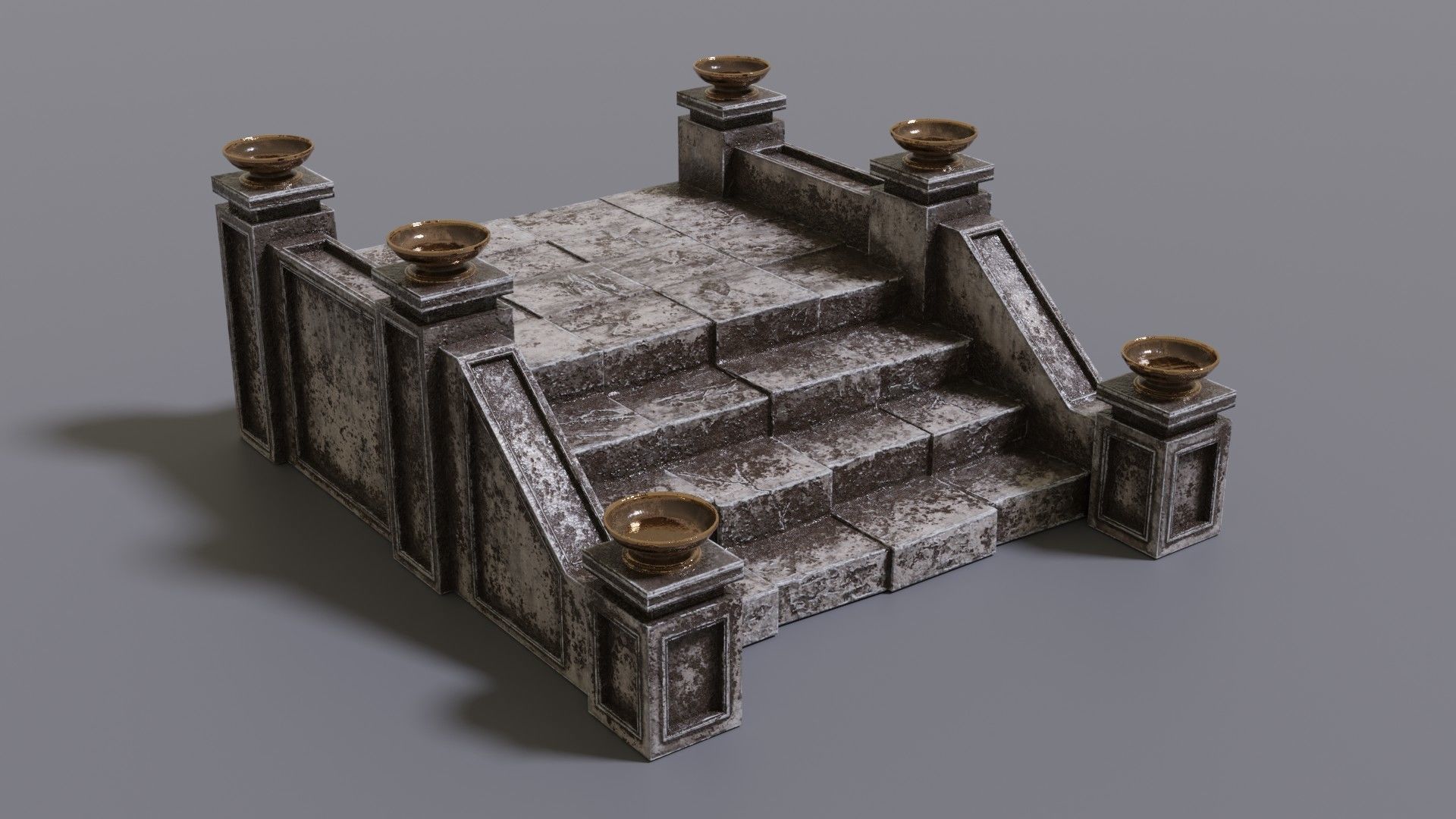 Stairs with fire Low-poly 3D model_16