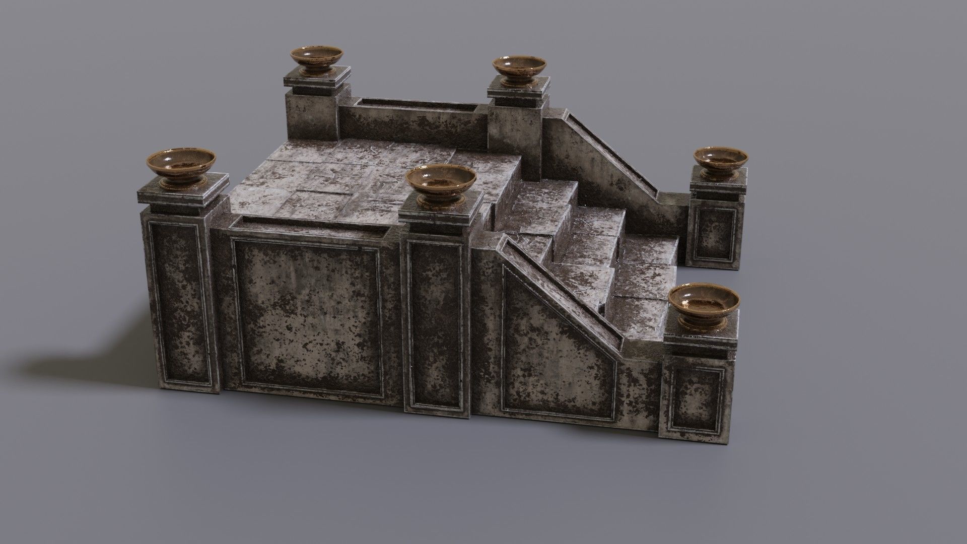 Stairs with fire Low-poly 3D model_4