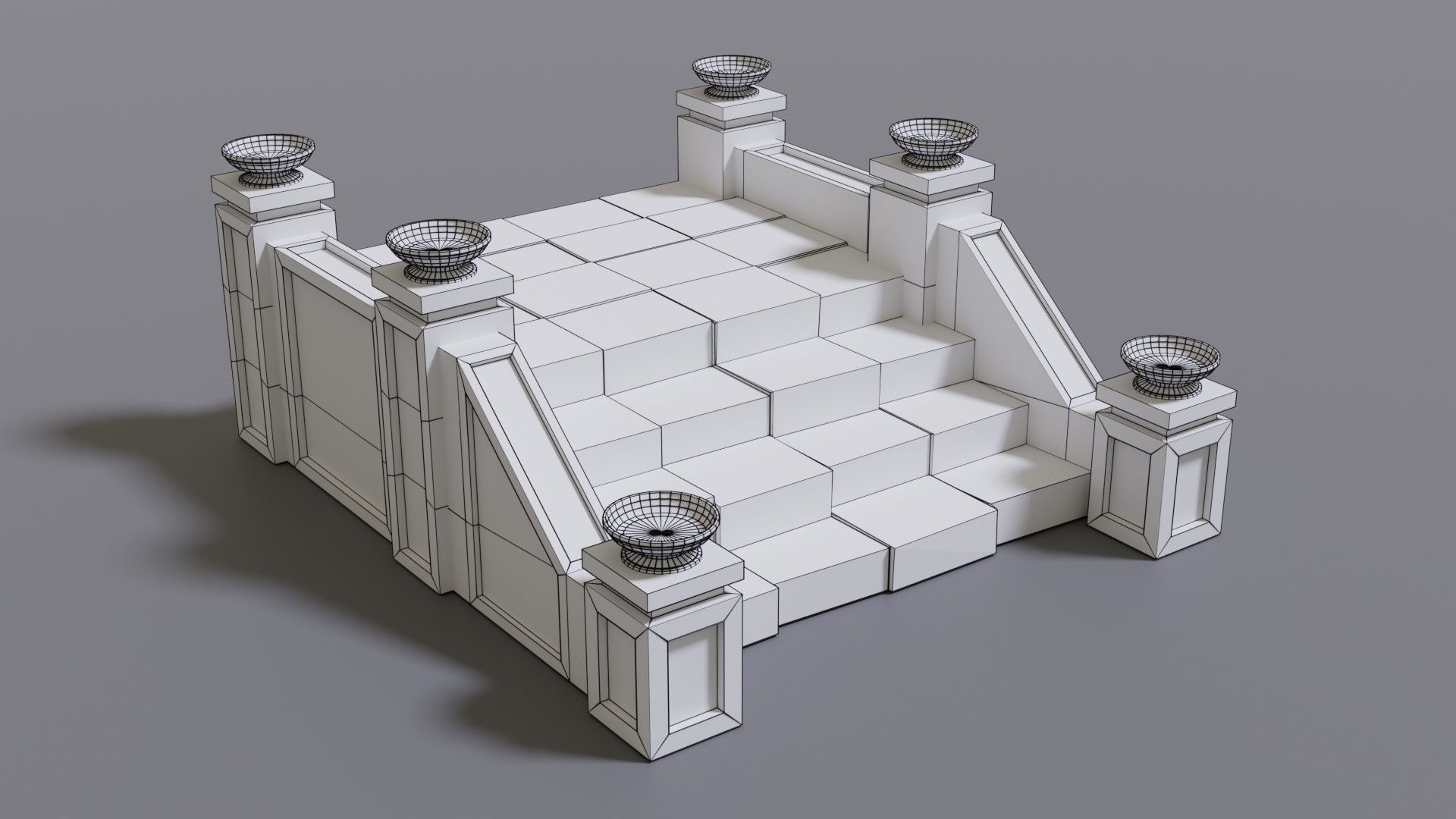 Stairs with fire Low-poly 3D model_33