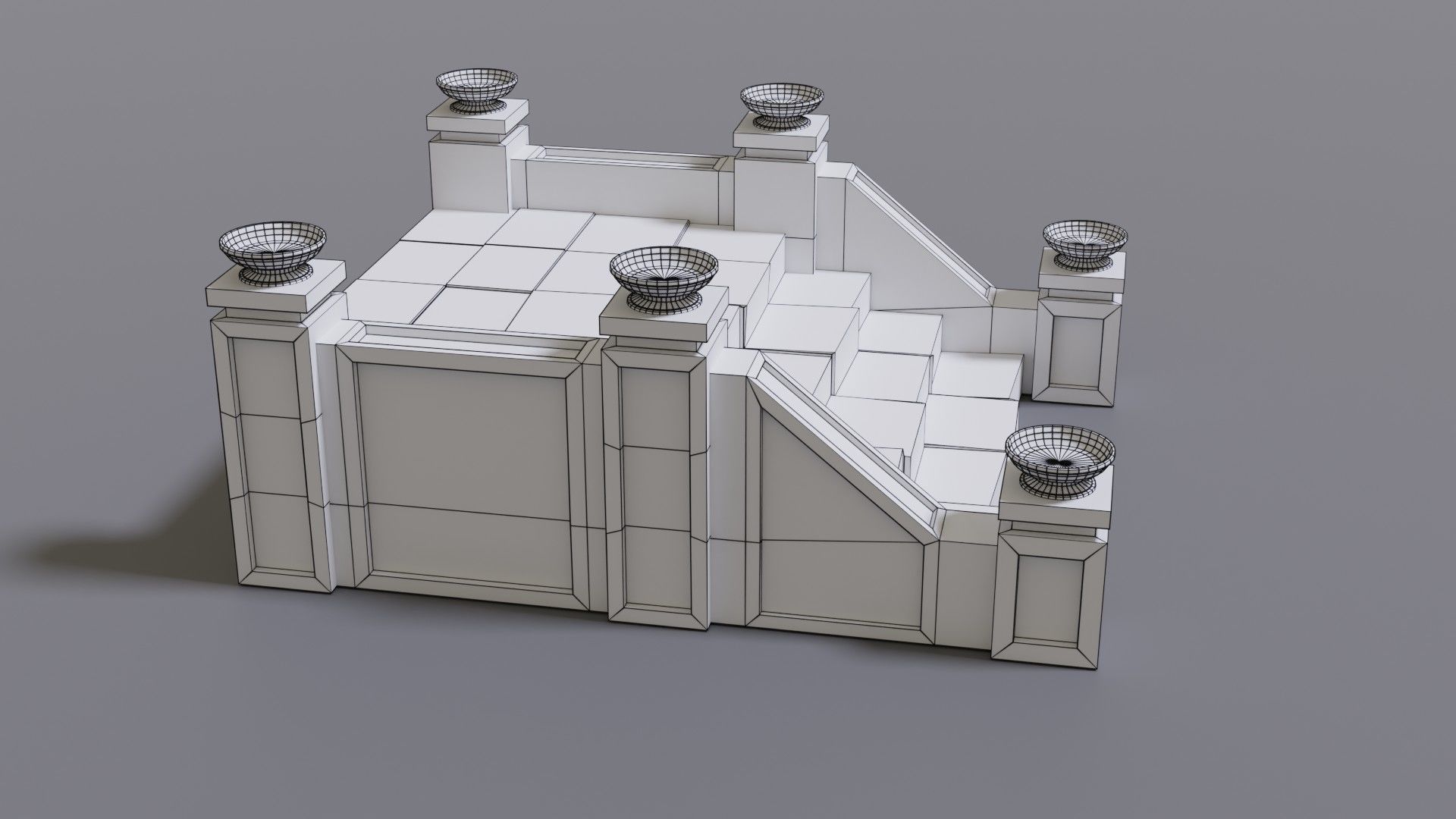 Stairs with fire Low-poly 3D model_21