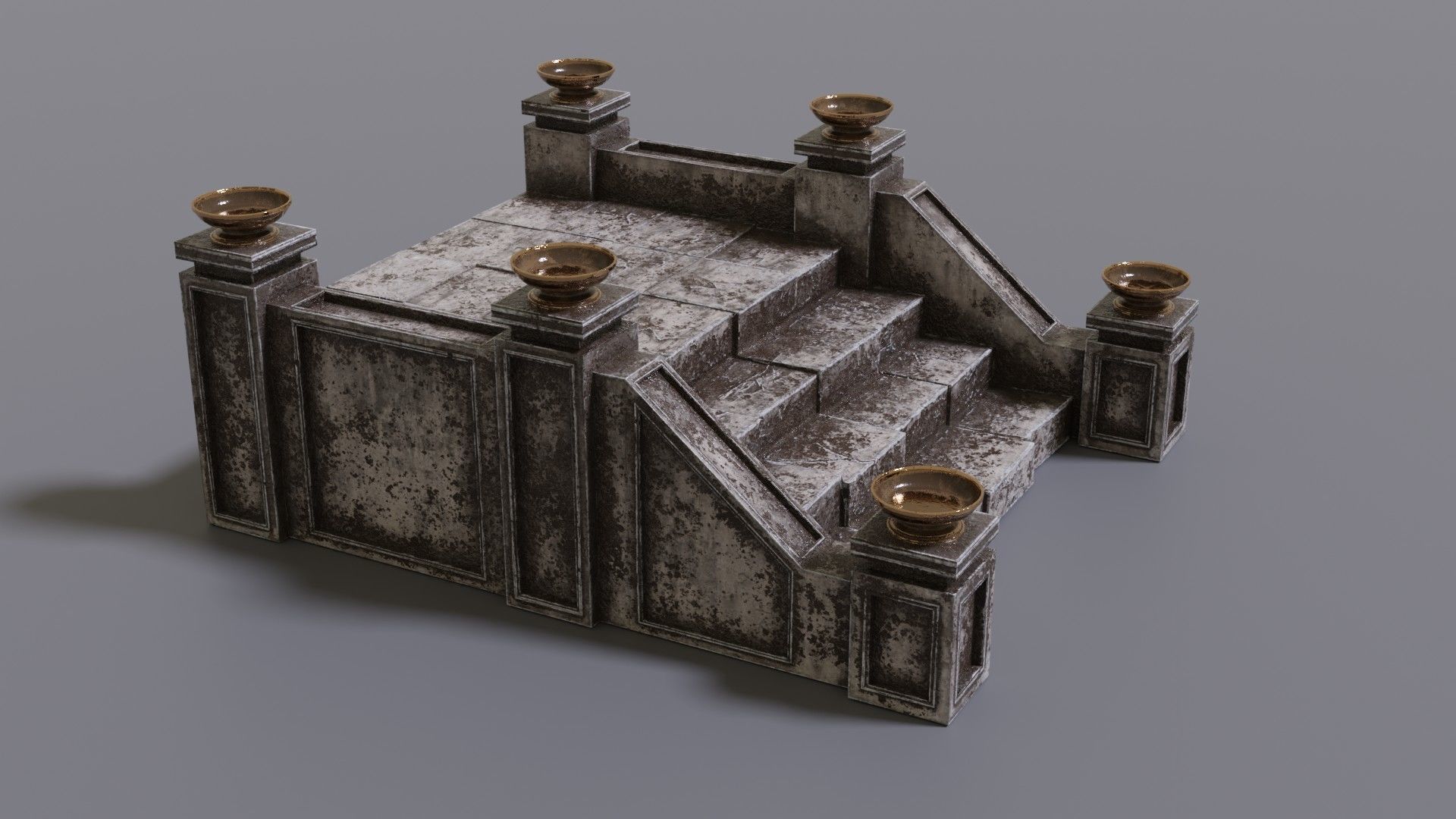 Stairs with fire Low-poly 3D model_3