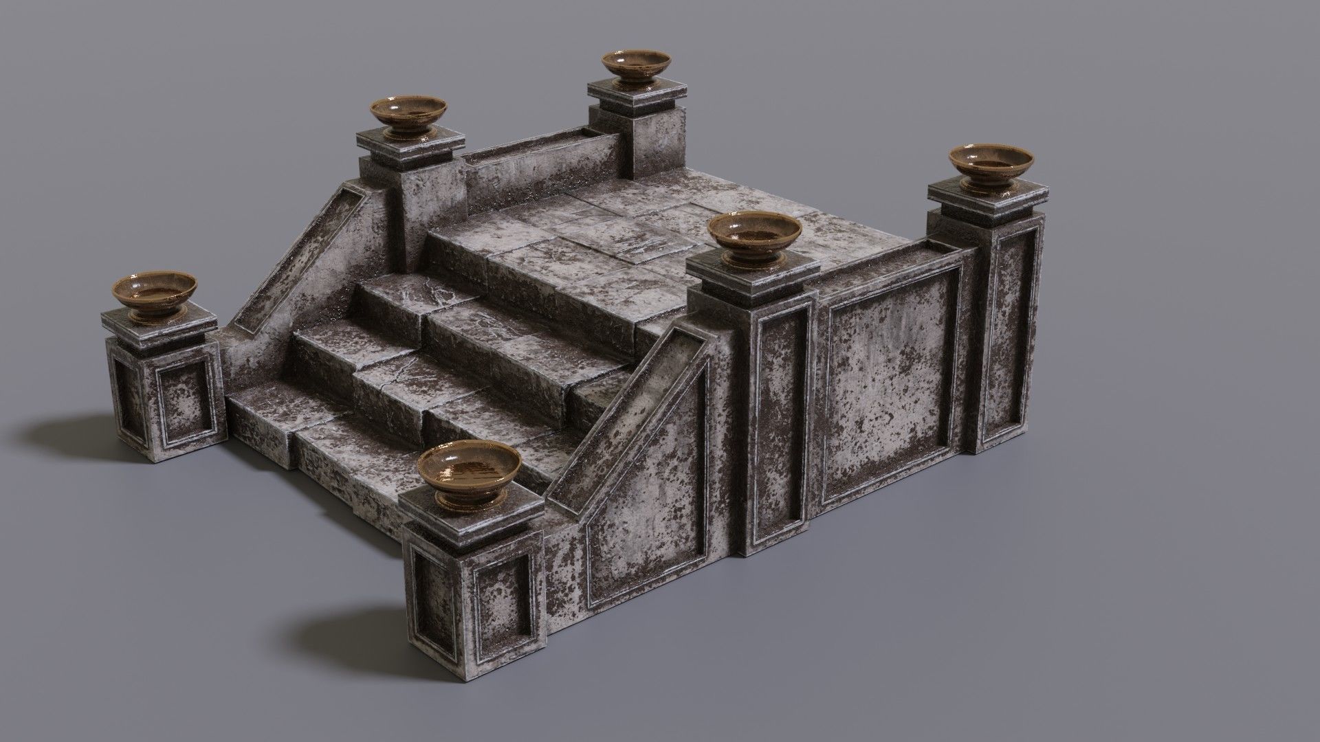 Stairs with fire Low-poly 3D model_12