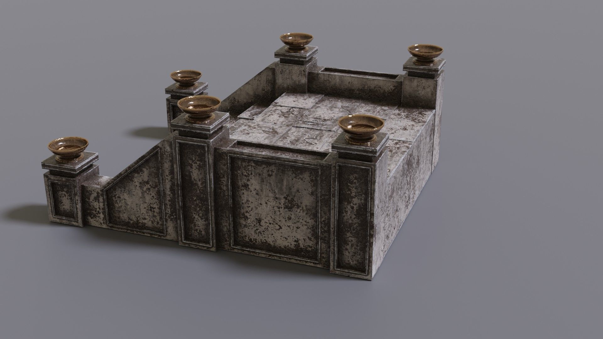 Stairs with fire Low-poly 3D model_10